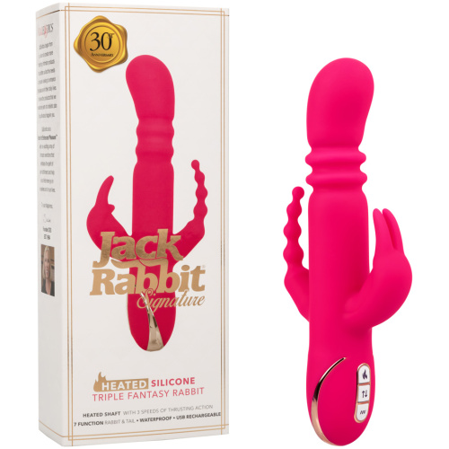Jack Rabbit Signature Heated Silicone Triple  Fantasy Rabbit - Pink