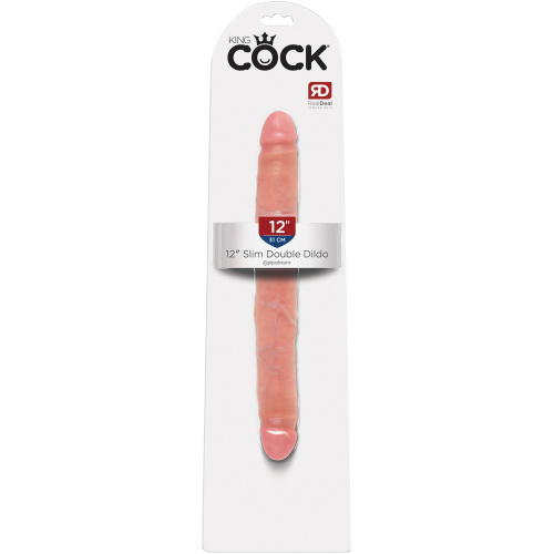 King Cock 12 Inch Slim Double Dildo - Flesh