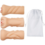 Trio Stroker Pussy Ass Mouth Masturbator Kit - Flesh