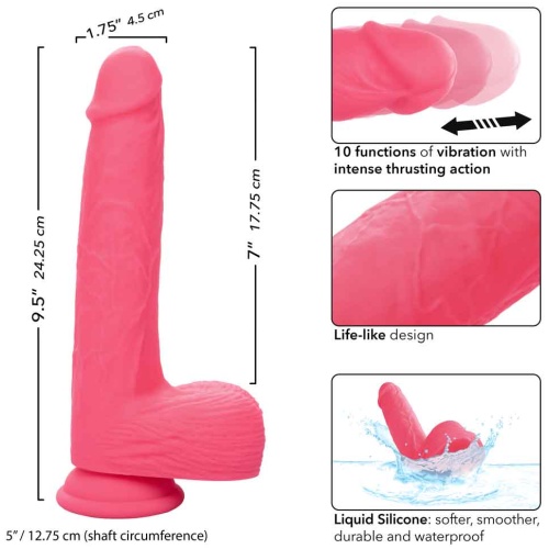 Rechargeable Rumbling and Thrusting Silicone Studs - Pink