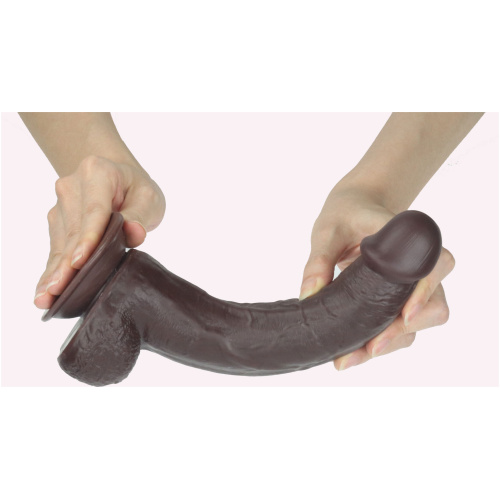 Get Lucky 9 Inch Real Skin Dildo - Dark Brown
