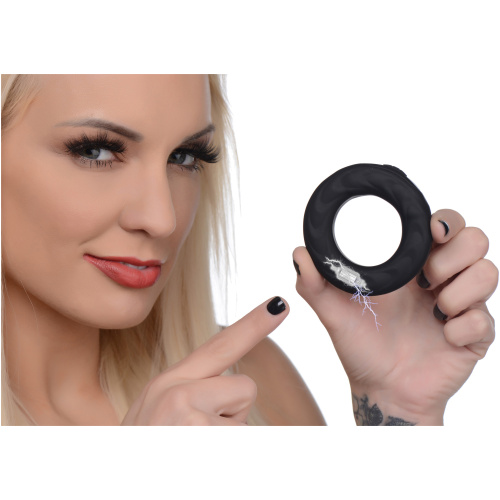E-Stim Pro Silicone Cock Ring With Remote - Black
