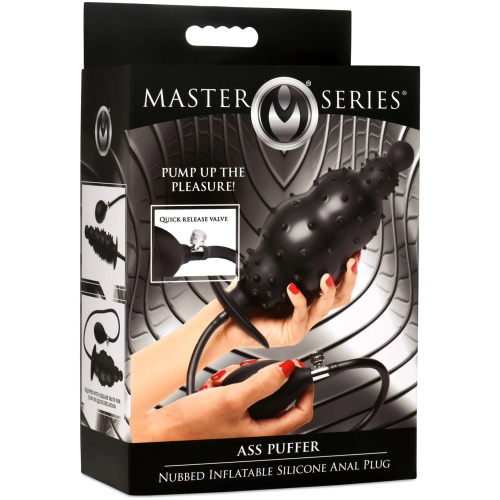 Ass Puffer Nubbed Inflatable Silicone Anal Plug -  Black