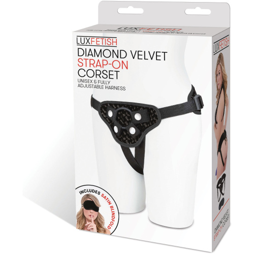 Diamond Velvet Strap-on Corset - Black
