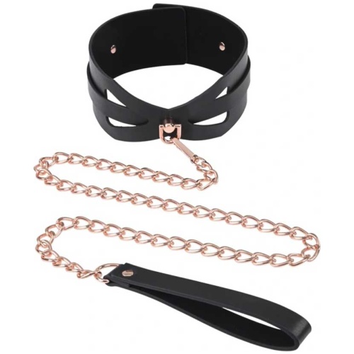 Brat Collar and Leash - Black / Rose Gold