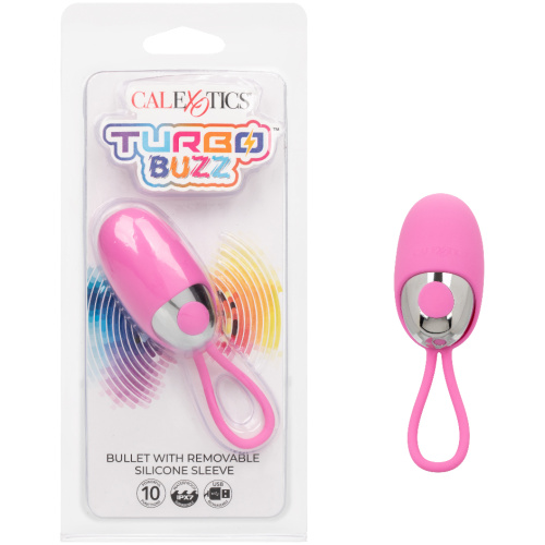 Turbo Buzz Bullet With Removable Silicone Sleeve - Pink