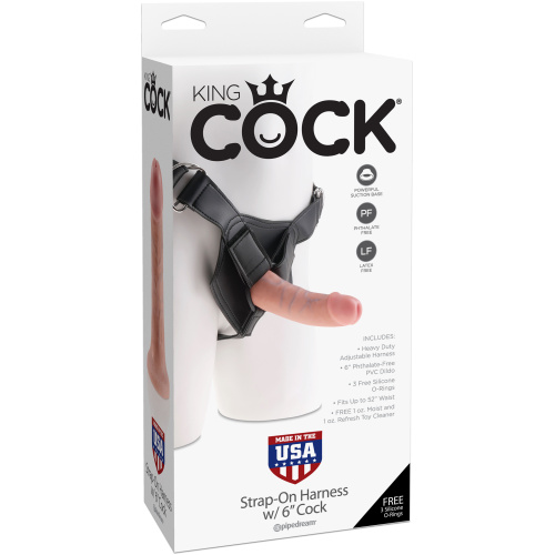 King Cock Strap on Harness With 6 Inch Cock - Light
