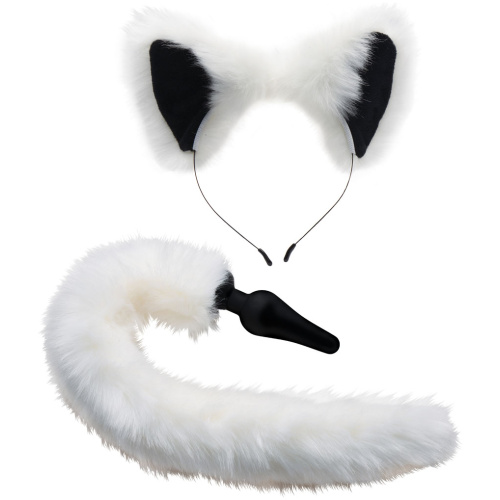 White Fox Tail Anal Plug and Ears Set