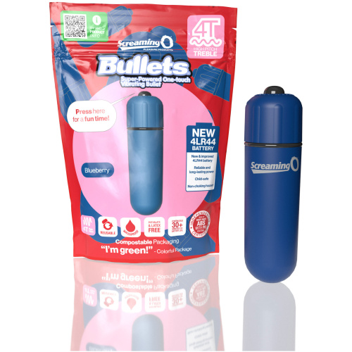 Screaming O 4t - Bullet - Super Powered One Touch Vibrating Bullet - Blueberry