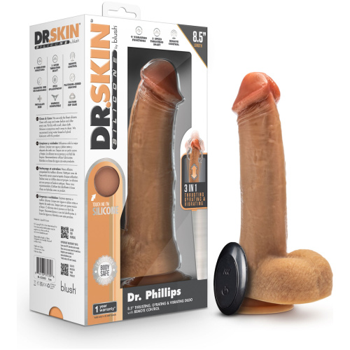 Dr. Skin Silicone - Dr. Phillips - 8.5 Inch Thrusting Dildo - Tan