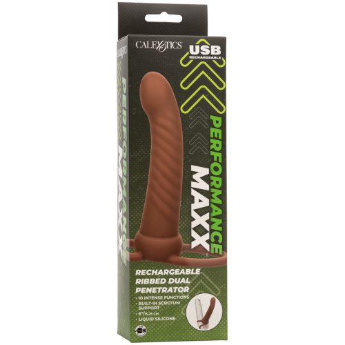 Performance Maxx Rechargeable Ribbed Dual Penetrator - Brown
