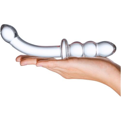 8 Inch Ribbed G-Spot Glass Dildo - Clear