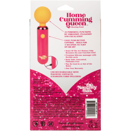 Naughty Bits Home Cumming Queen Vibrating Wand - Orange/pink