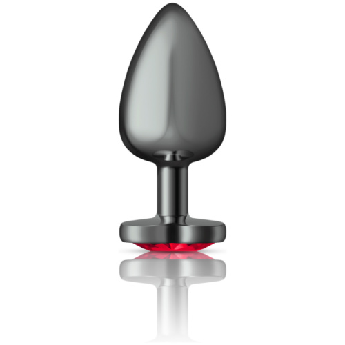 Cheeky Charms-Gunmetal Metal Butt Plug- Heart-Dark Red-Large