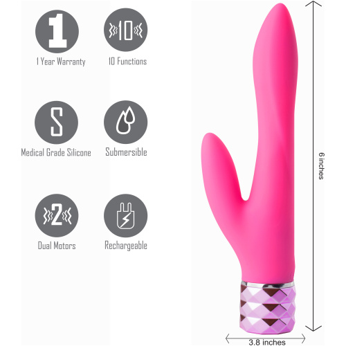 Victoria Crystal Gem Dual Vibrator - Pink