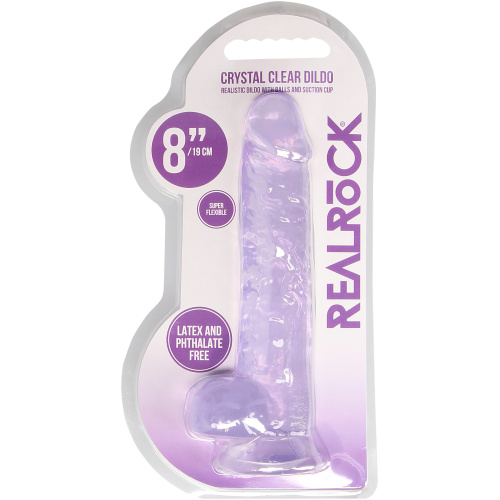8 Inch Realistic Dildo With Balls - Purple