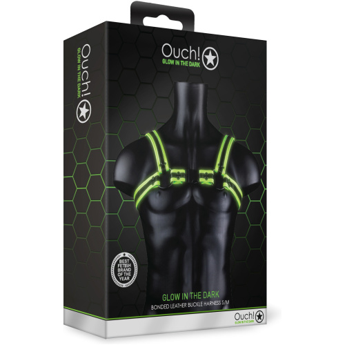 Bonded Leather Buckle Harness - Small/medium - Glow in the Dark