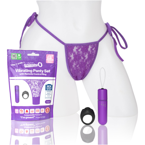 Screaming O 4t - Vibrating Panty Set With Remote Control Ring - Grape