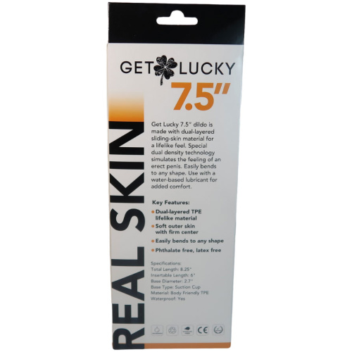 Get Lucky 7.5 Inch Real Skin Dildo - Dark Brown