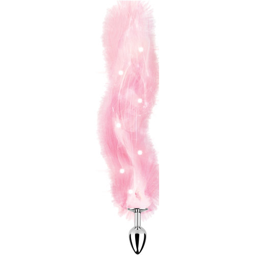 Foxy Tail - Light Up Faux Fur Butt Plug - Pink Plug - Pink