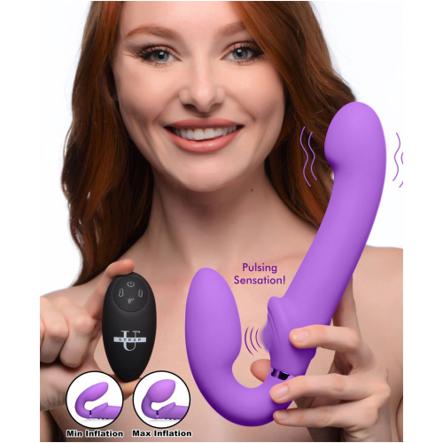 10x Ergo- Fit G-Pulse Inflatable and Vibrating Strapless Strap- on - Purple
