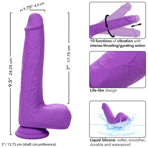 Rechargeable Gyrating and Thrusting Silicone Studs - Purple