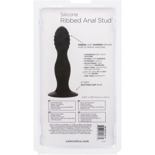 Silicone Ribbed Anal Stud - Black
