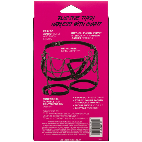 Euphoria Collection Plus Size Thigh Harness With Chains - Black