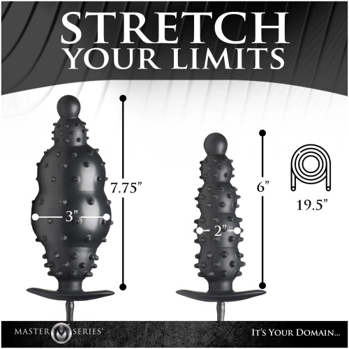 Ass Puffer Nubbed Inflatable Silicone Anal Plug - Black