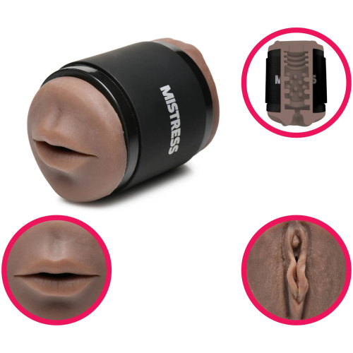 Mistress Double Shot Mouth and Pussy Stroker - Dark