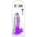 King Cock Clear 7 Inch With Balls - Purple