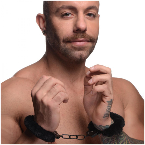 Cuffed in Fur Furry Handcuffs - Black