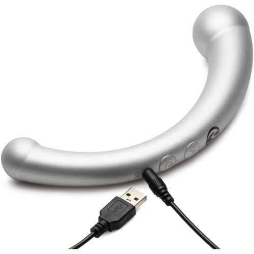 10x Vibra-Crescent Silicone Dual Ended Dildo - Silver