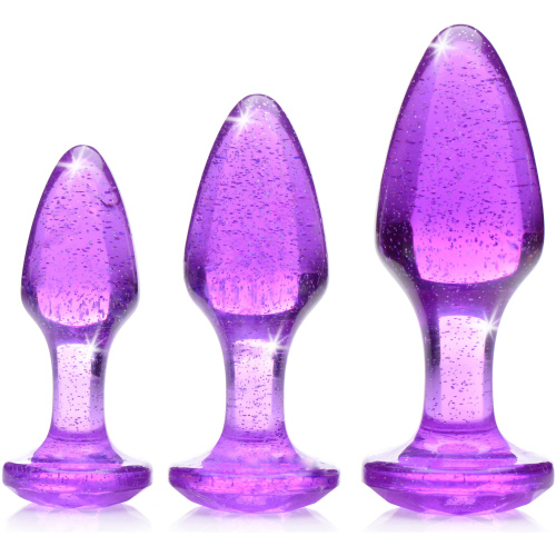 Glitter Gem Anal Plug Set - Purple