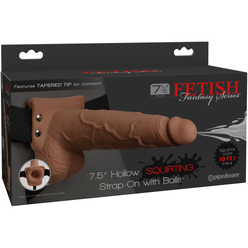 Fetish Fantasy Series 7.5 Inch Hollow Squirting Strap-on With Balls -