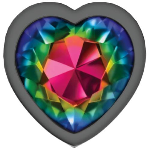 Cheeky Charms-Gunmetal Metal Butt Plug- Heart-Rainbow-Small
