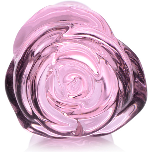 Pink Rose Glass Anal Plug - Small