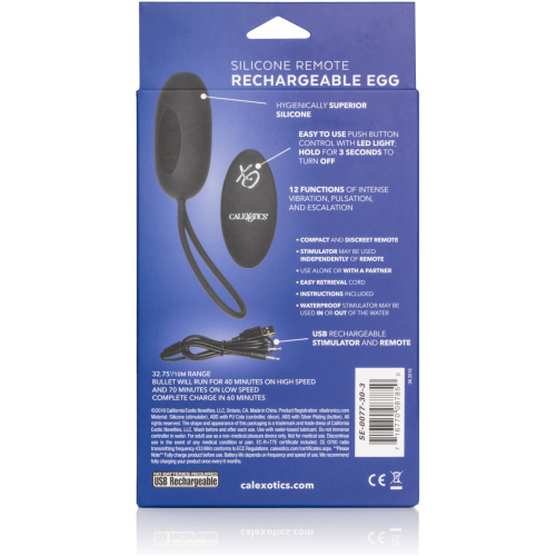 Silicone Remote Rechargeable Egg - Black