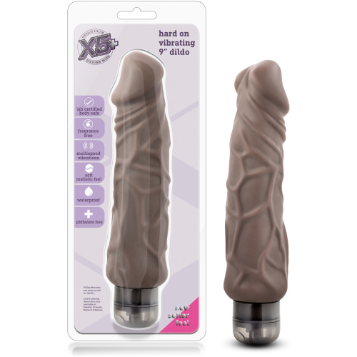 X5 Plus - Hard on Vibrating 9 Inch Dildo - Brown