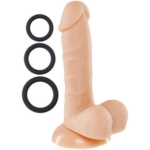 Pro Sensual Premium Silicone 6 Inch Dong With 3 Cockrings - Flesh