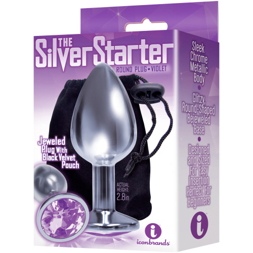 The 9's the Silver Starter Bejeweled Stainless Steel Plug - Violet