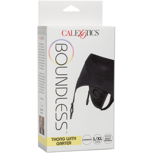 Boundless Thong With Garter - L/xl - Black