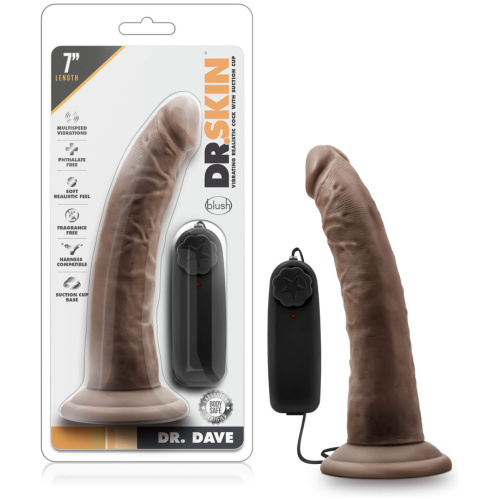 Dr. Skin - Dr. Dave - 7 Inch Vibrating Cock With Suction Cup - Chocolate