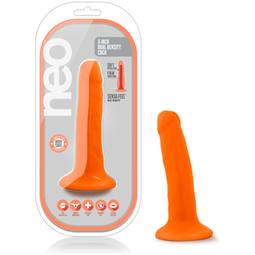 Neo - 5.5 Inch Dual Density Cock - Neon Orange