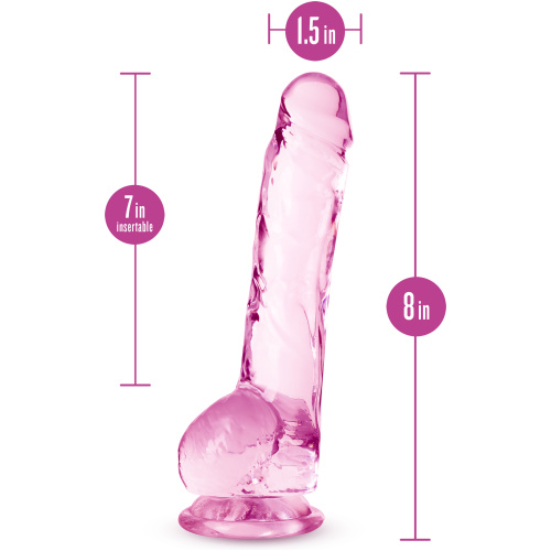 Naturally Yours - 8 Inch Crystalline Dildo - Rose