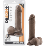 Dr. Skin Plus - 9 Inch Thick Posable Dildo With Balls - Chocolate