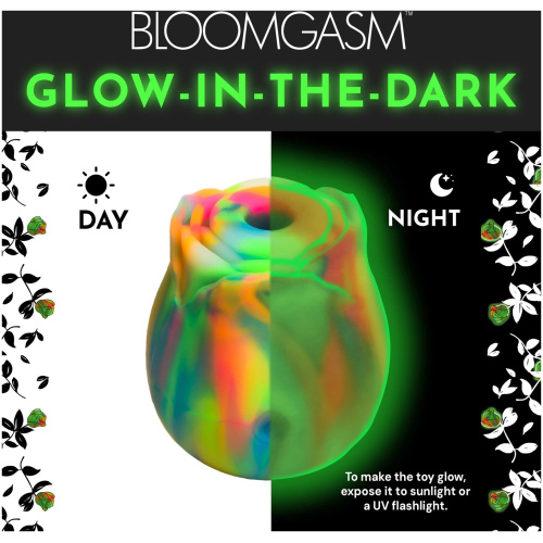 Glow Rose Glow-in-the-Dark Rose Clit Stimulator - Rainbow