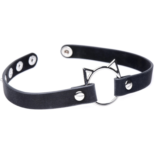 Kinky Kitty Ring Slim Choker - Black