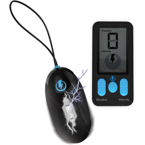 E-Stim Pro Silicone Vibrating Egg With Remote Control - Black