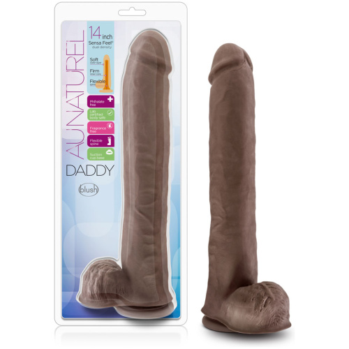 Au Naturel - Daddy - 14 Inch Sensa Feel Dual Density Dildo - Chocolate